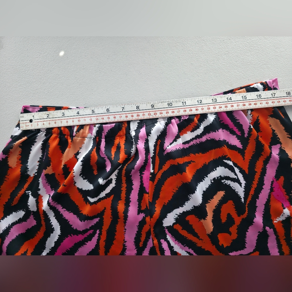 DVF for Target Satin Pajama Set Disco Zebra Pink Orange Vibrant Retro Boho Large - Picture 10 of 13